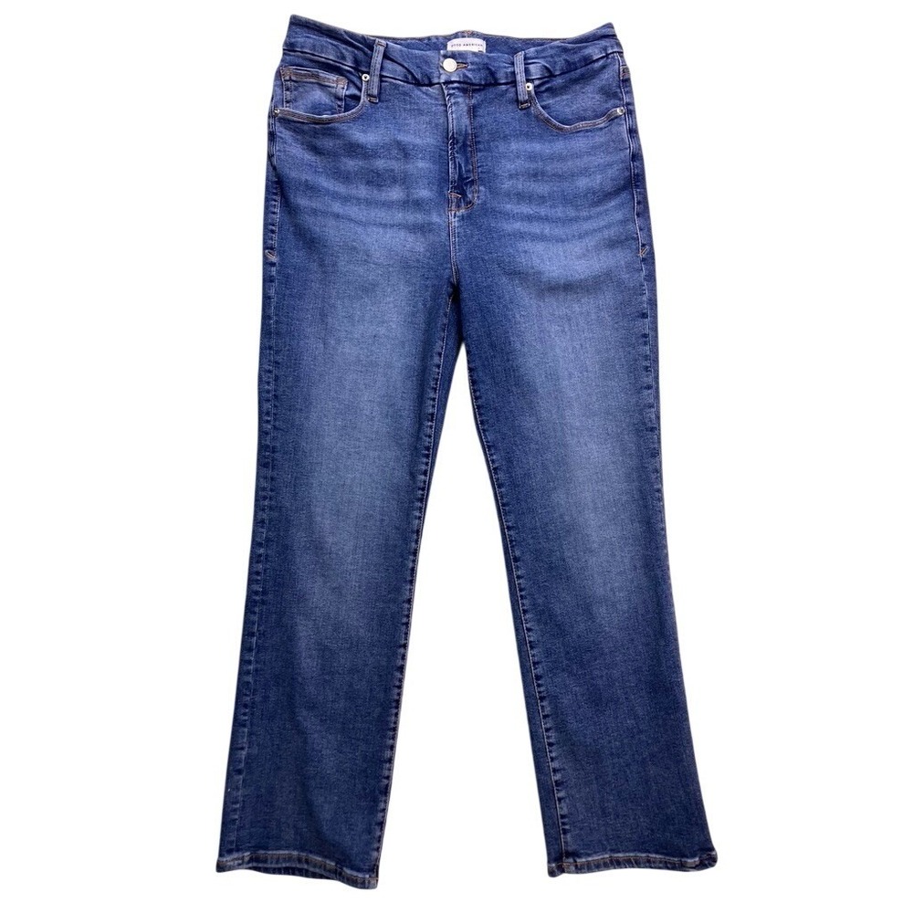 Good American Straight Leg Jeans Women 14 Blue High Rise Denim GST873TNA